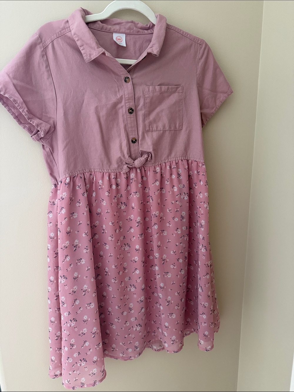 wonder nation Floral Mauve Button-Up Dress with Pocket Detail